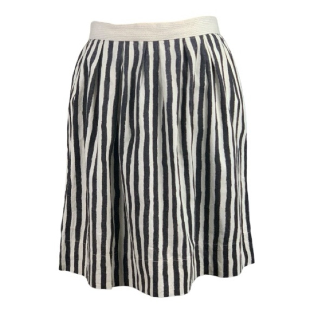 Loft Beige Black Striped Midi Skirt Linen Cotton Blend Scandi Minimalist Size 10 - Picture 3 of 9